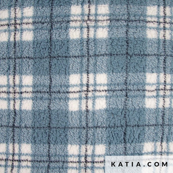 Blue Plaid Sherpa Print Sheepskin-stof – Katia