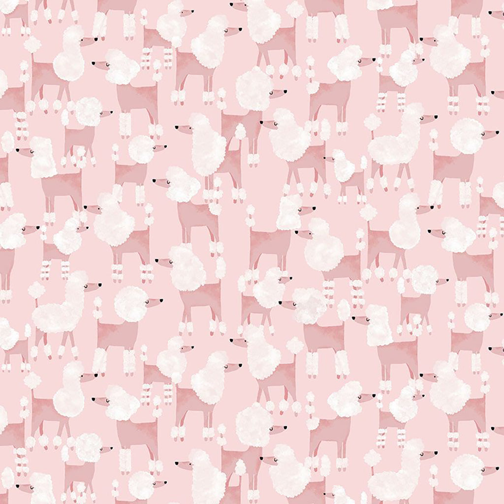 VERWACHT Poodles of Fun R3292 Blush – 100% katoen met poedelprint | Stitch & Sew