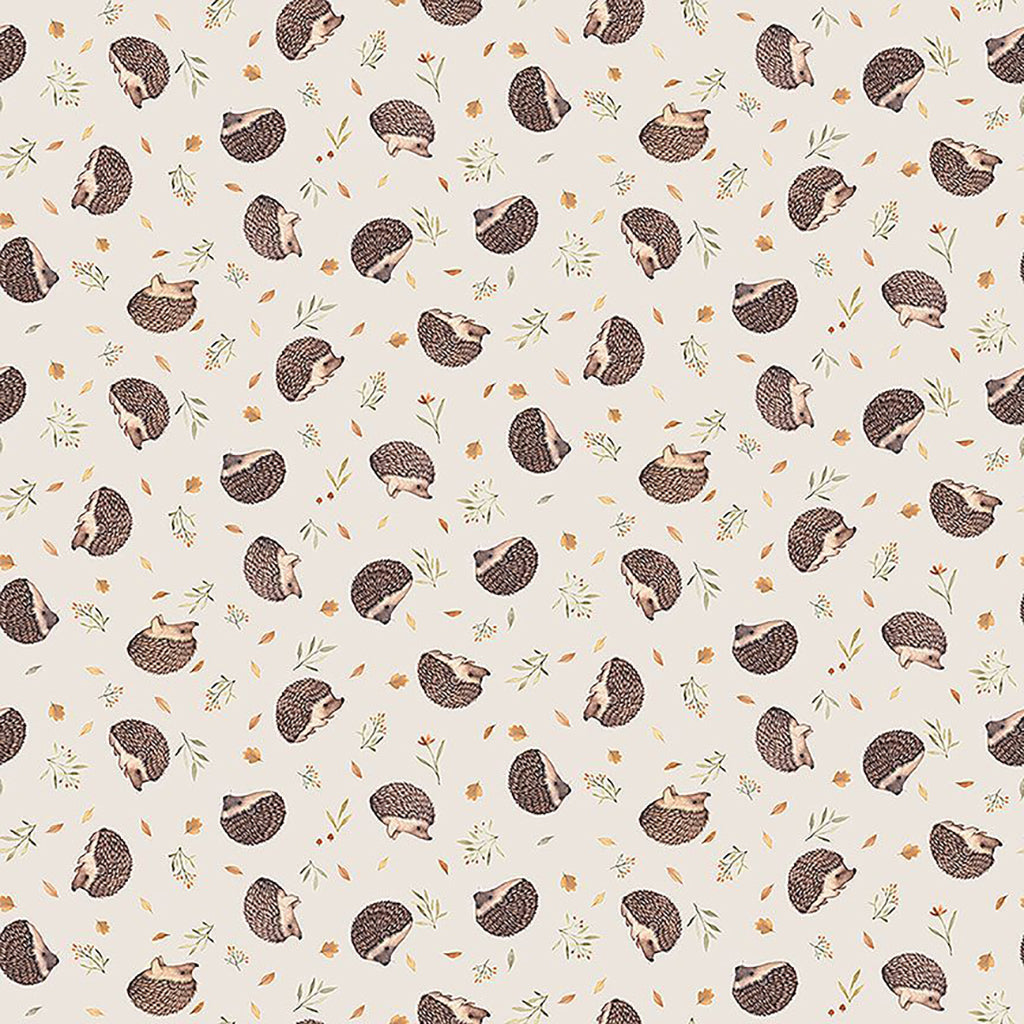 Woodland Friends Egel – egeltjesprint op crème achtergrond