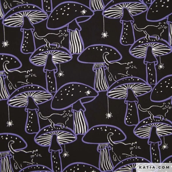 Poplin halloween purple muchroom Stitch & Sew - Stitch & Sew