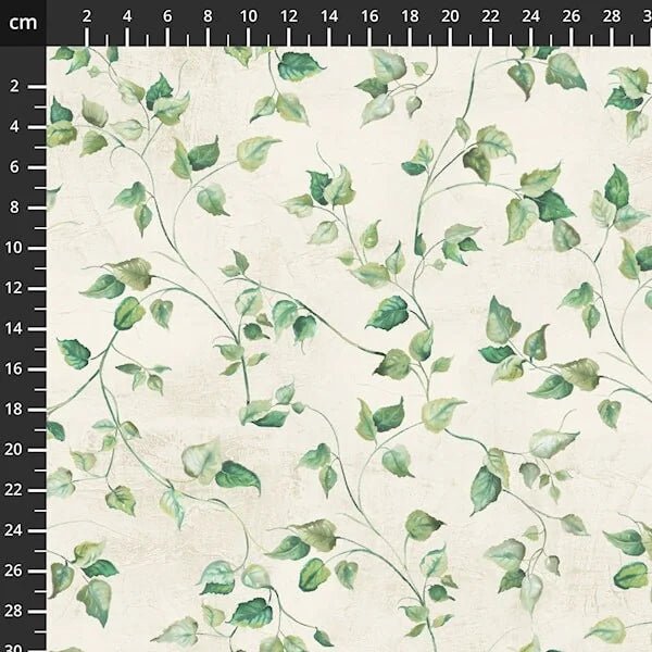 Quilt Back 270 cm breed – Groene Bladeren - Stitch & Sew