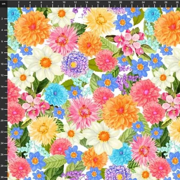 Quilt Back 270 cm breed – Multi Flower - Stitch & Sew