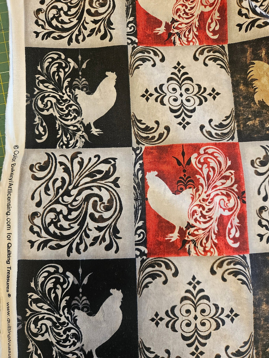 Quiltstof Hanen Blokken – per 10 cm - Stitch & Sew