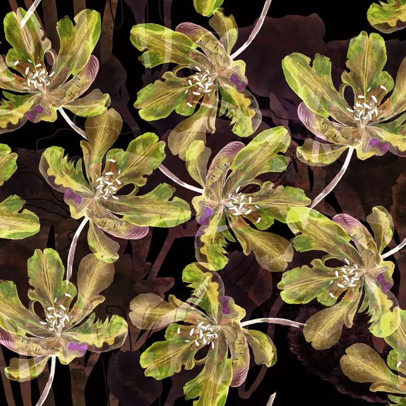Rayon Spun Satin Print – Khaki | Luxe Viscose Satijn Stof - Stitch & Sew