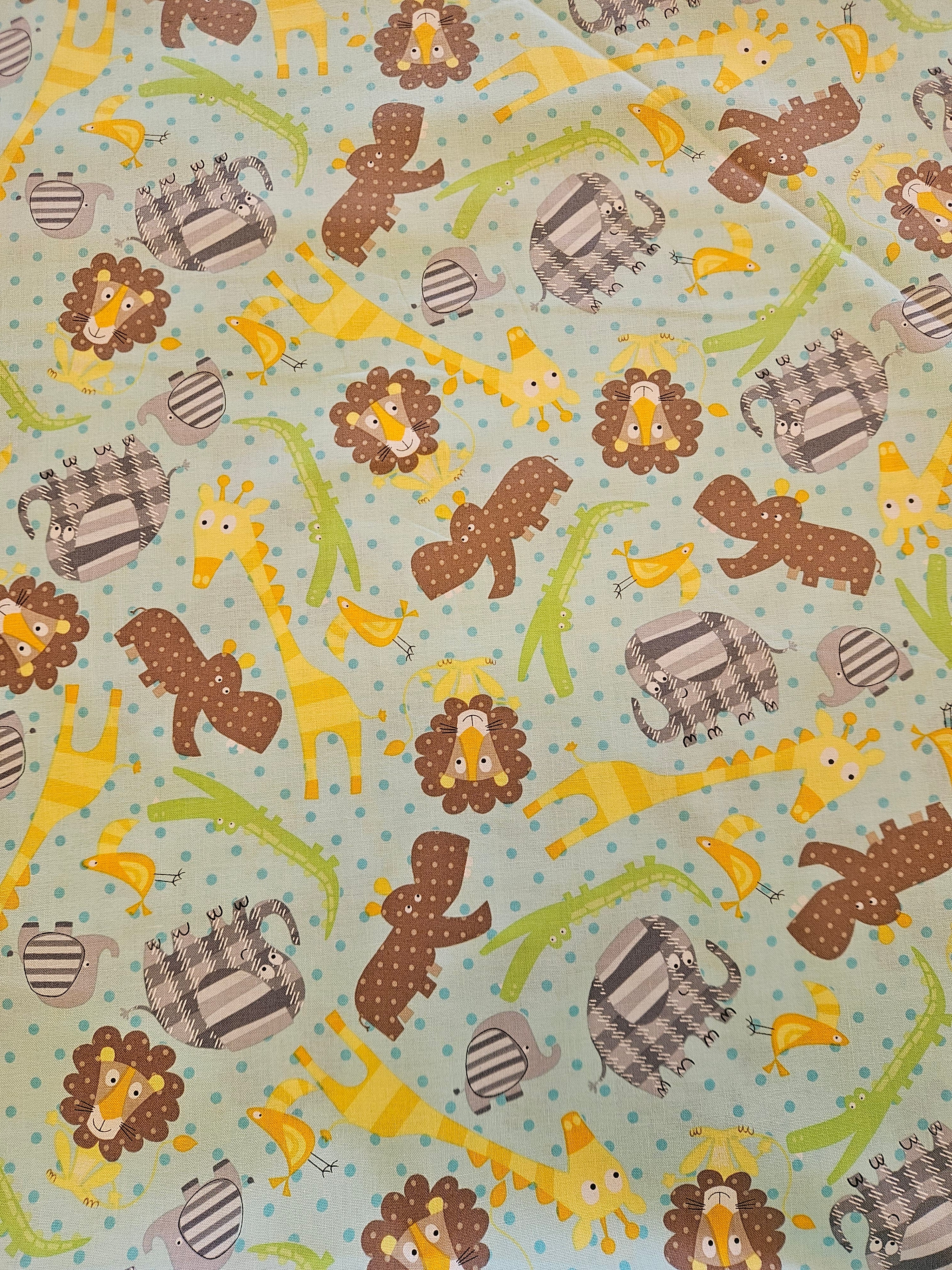 Quiltstof – Leeuwen lichtblauw (Susybee / Hamil Textiles)