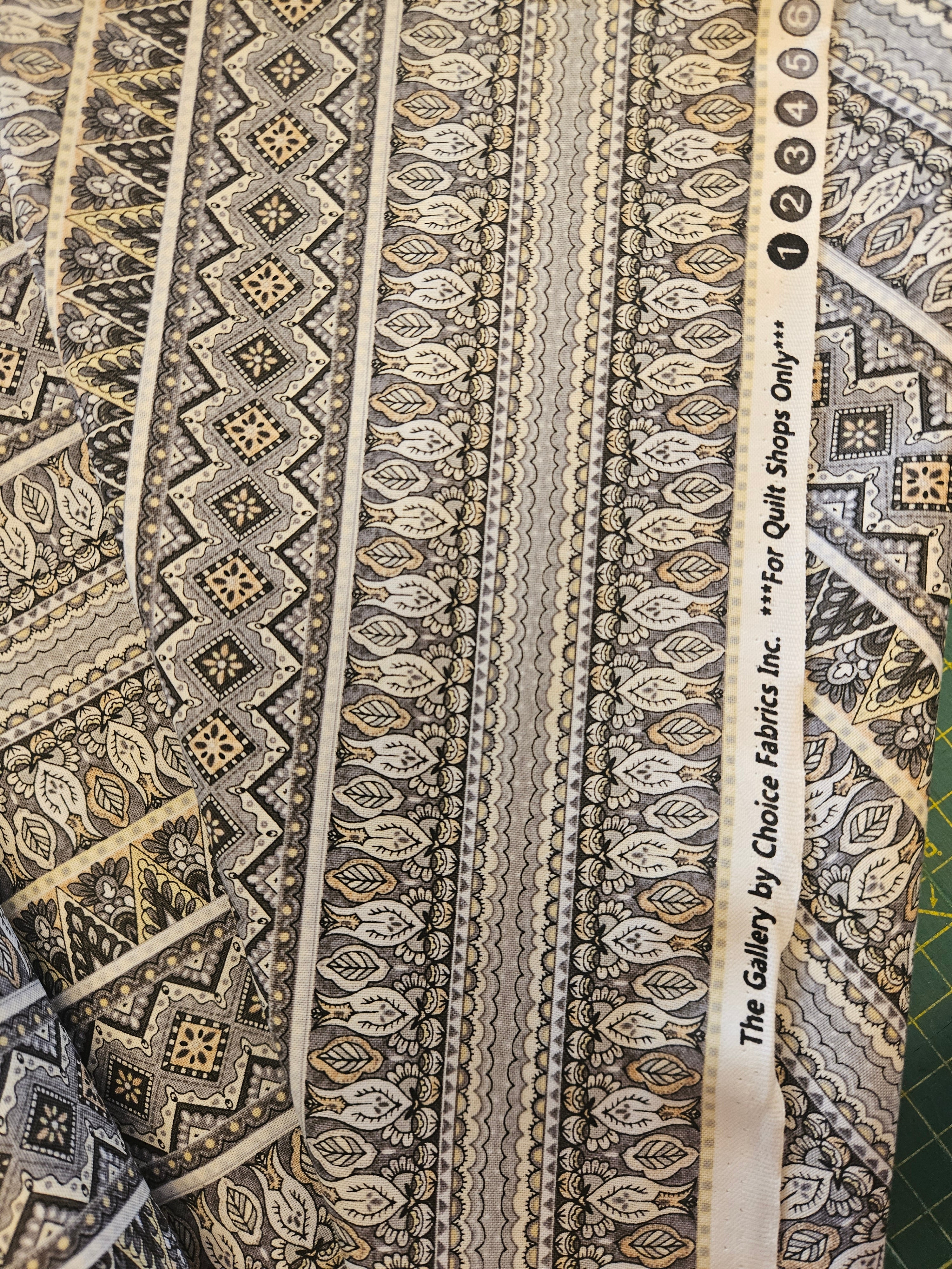Quiltstof Strepen & Bladeren – per 10 cm