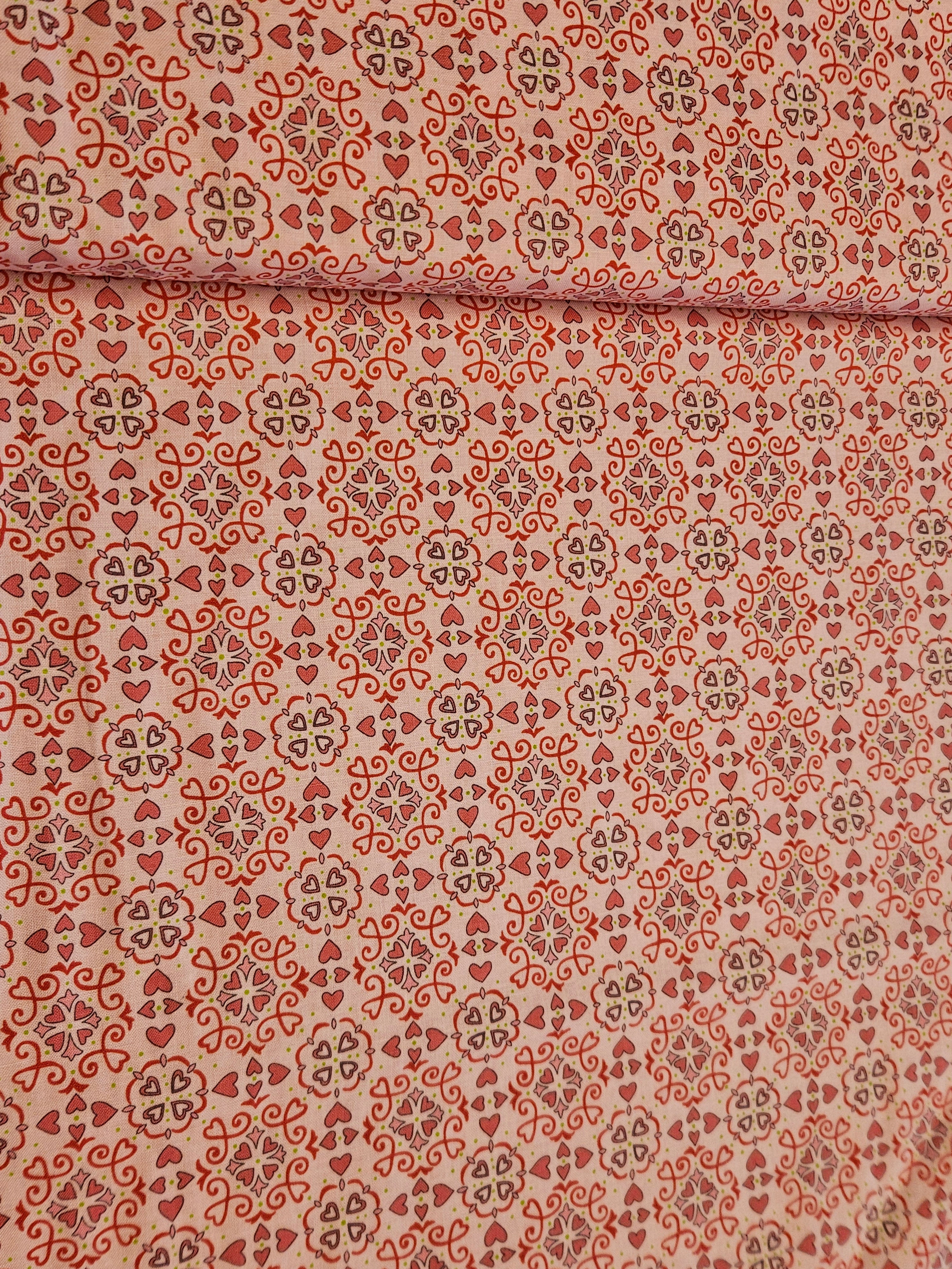 Quiltstof Hartjesprint Roze – Always & Forever (Moda) #1952 bright pink