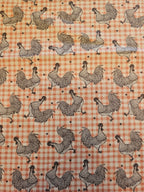 Quiltstof "Farm Fresh" – Kippen op roze ruit (Benartex)