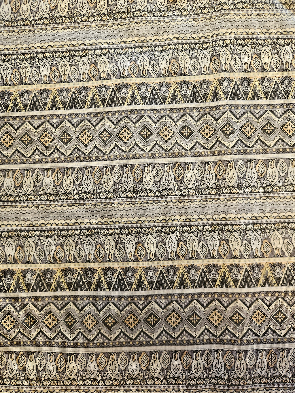 Quiltstof Strepen & Bladeren – per 10 cm