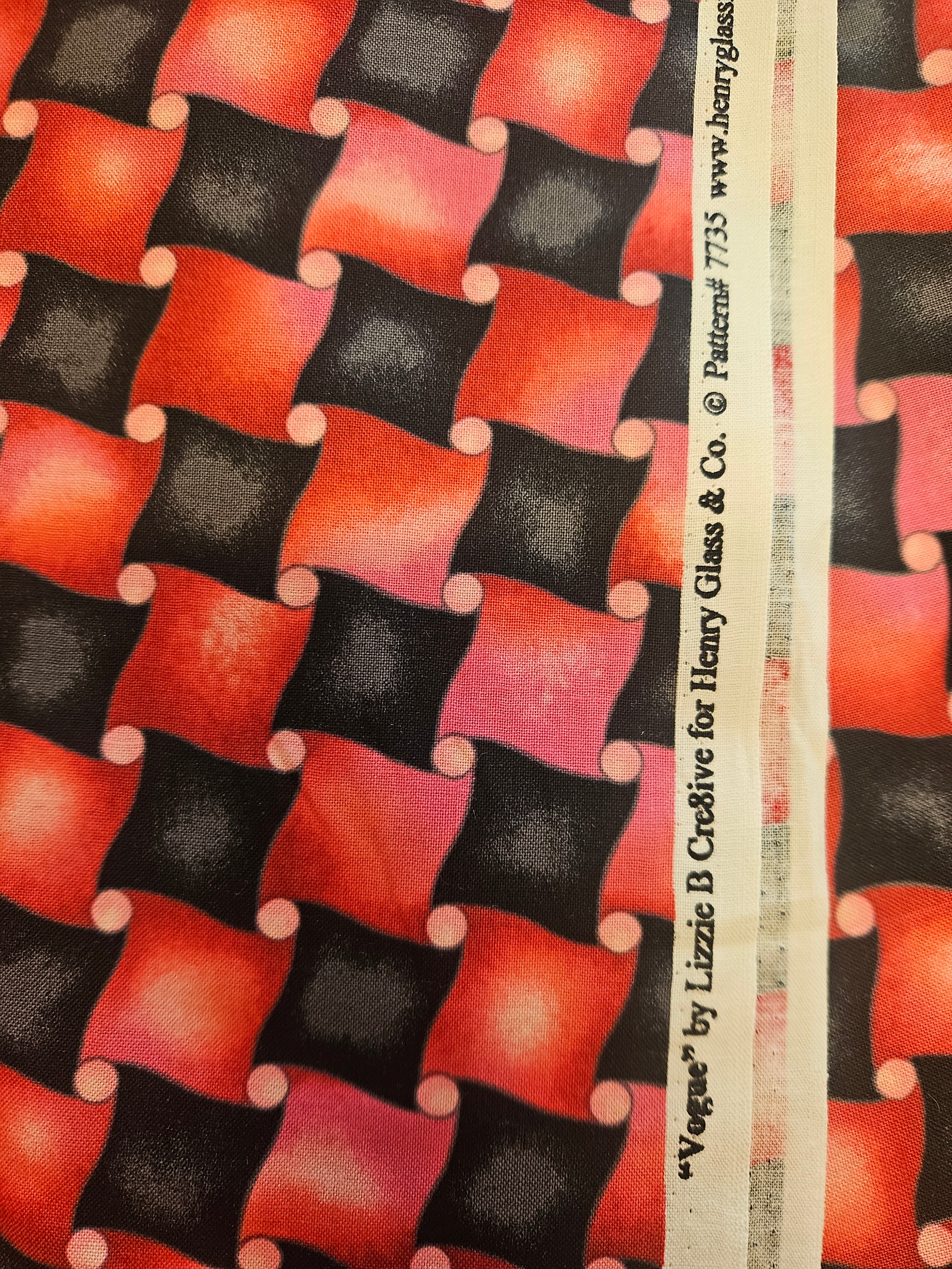 Quiltstof Vogue Rood Zwart – per 10 cm
