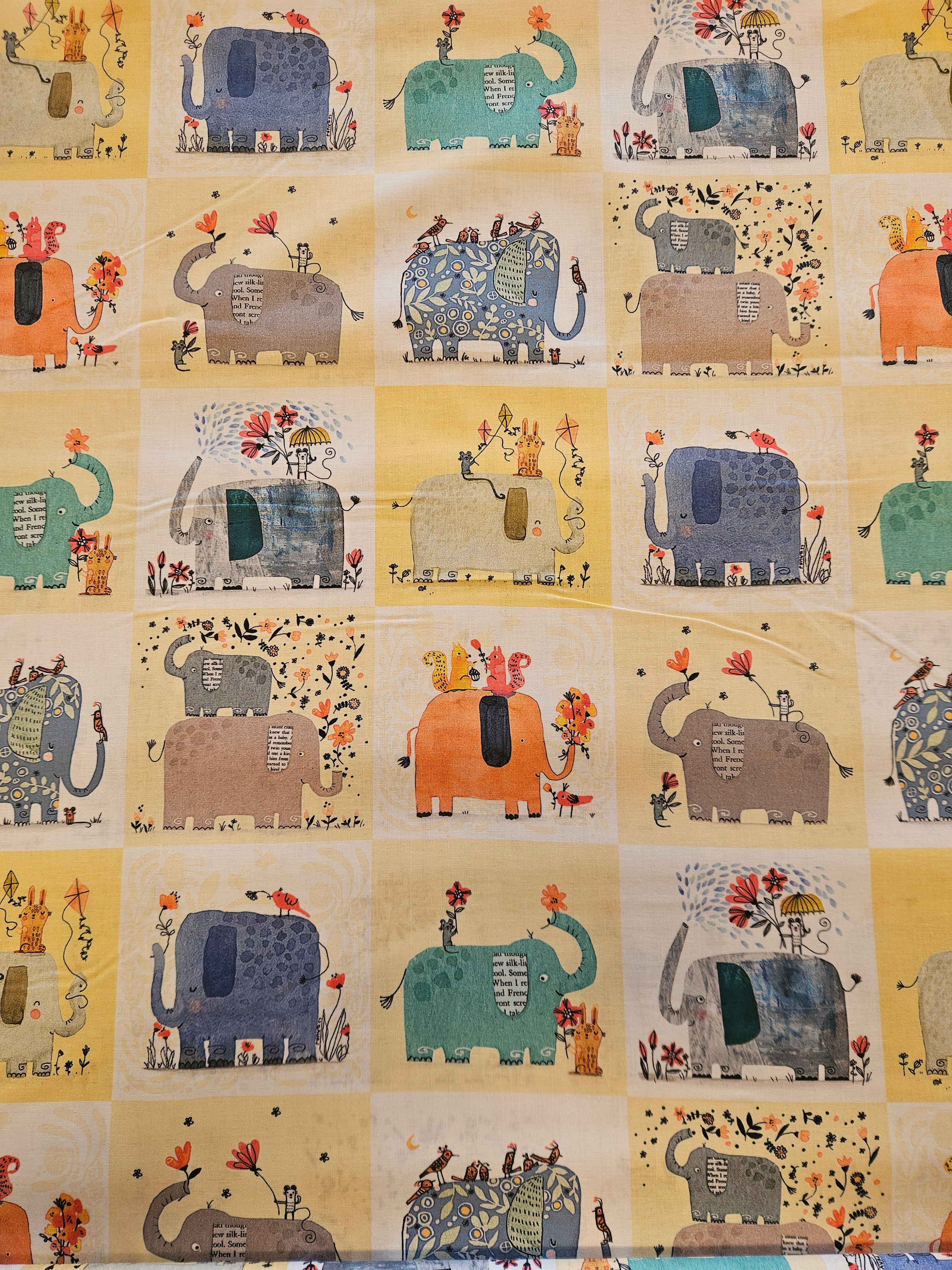 Elephant Joy Quiltstof – per blok (10 cm)