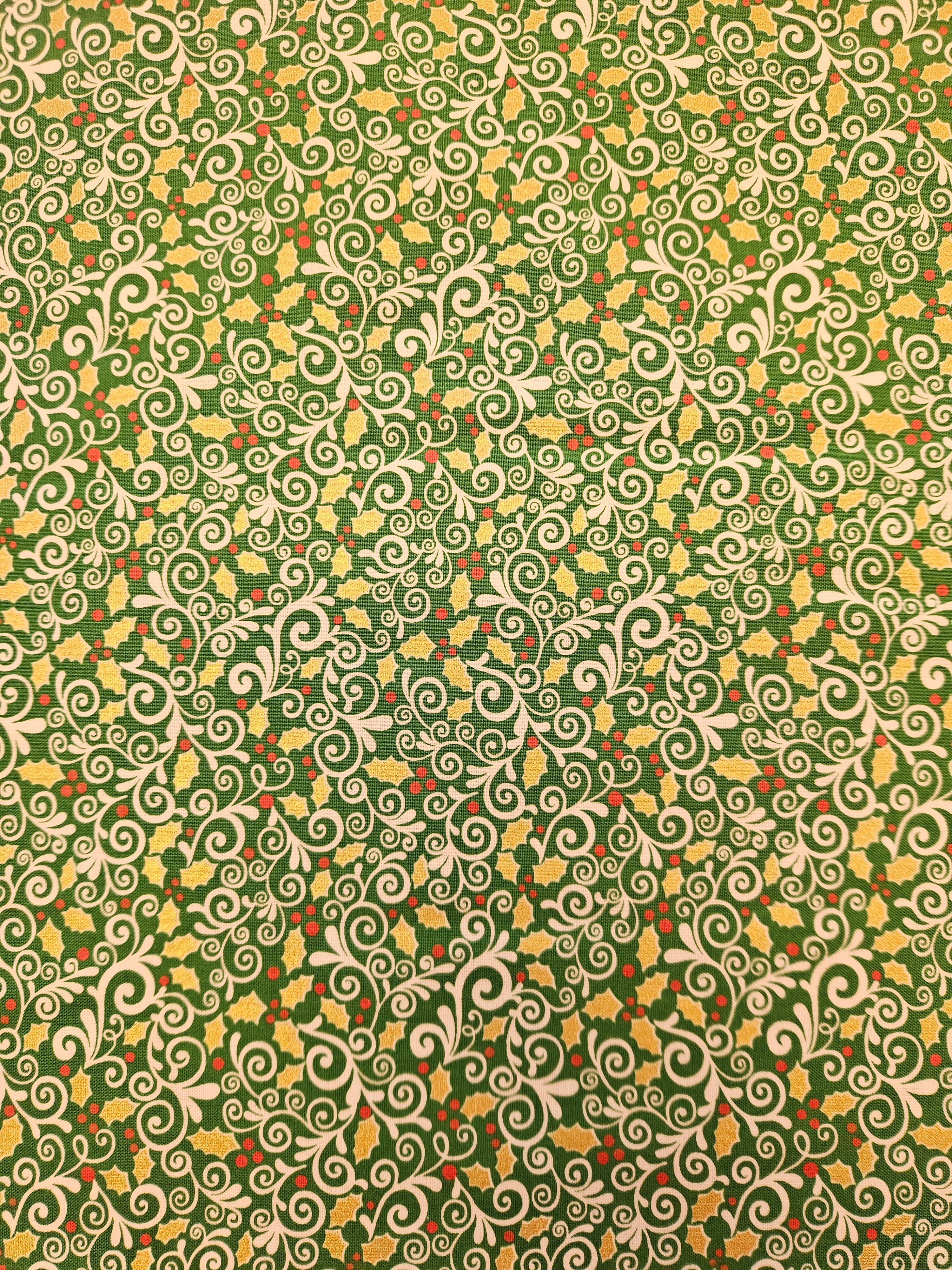 Vintage Holidays Quiltstof – Groen Rood Goud