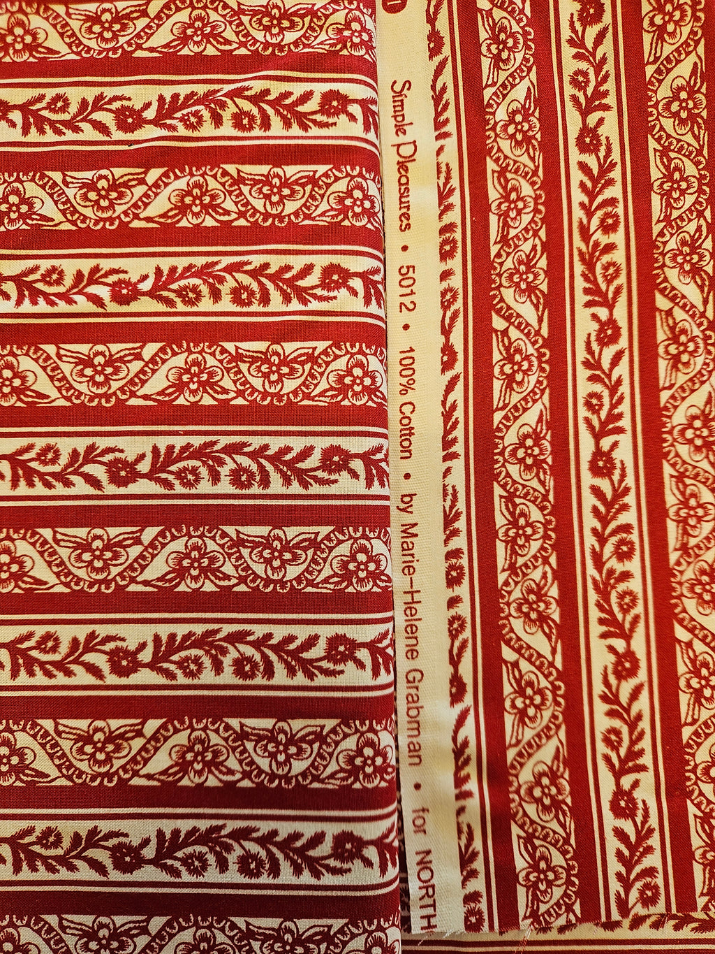 Simple Pleasures Strepen Quiltstof Rood/Crème – Marie-Helene Grabman voor Northcott (5012)