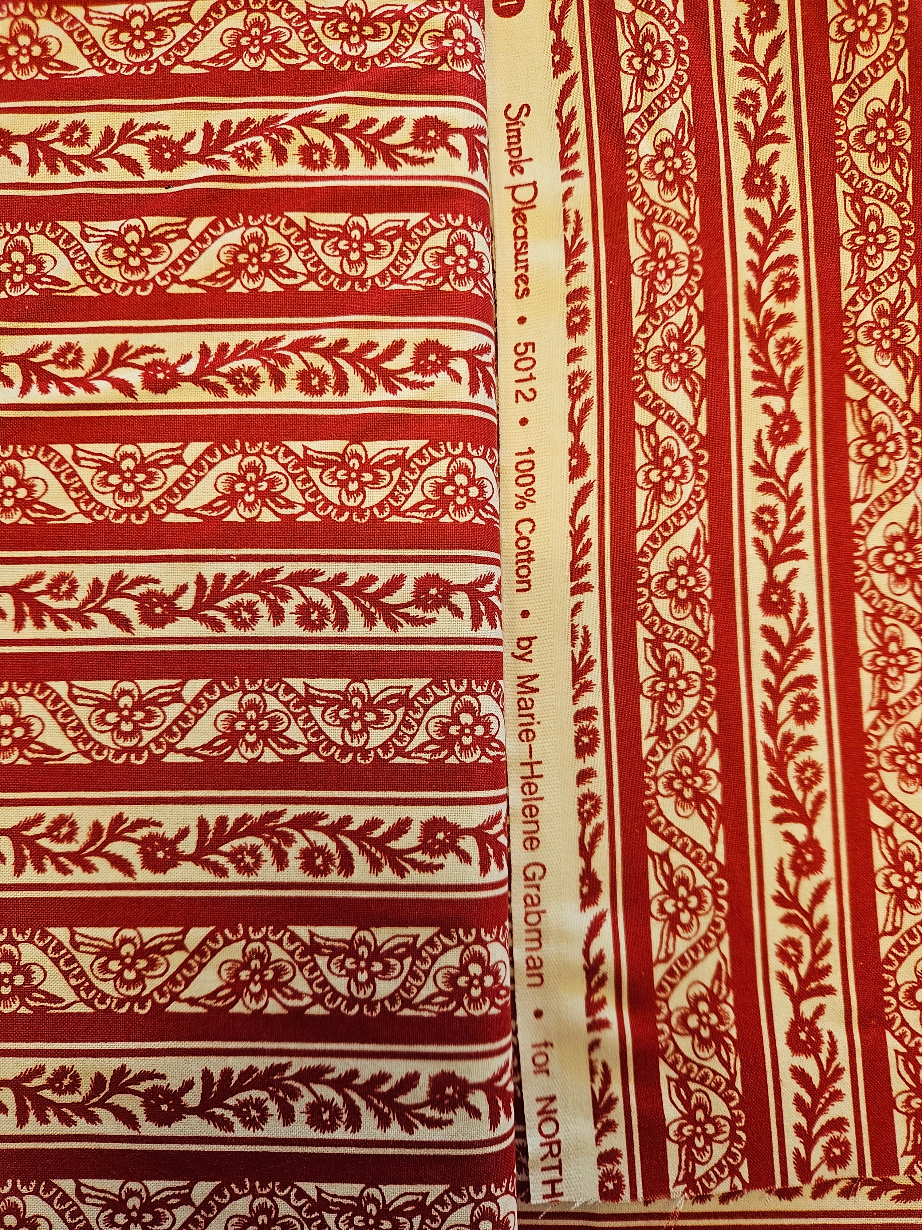 Simple Pleasures Strepen Quiltstof Rood/Crème – Marie-Helene Grabman voor Northcott (5012)