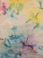 Pastel Bloemen Batik Quiltstof – Wit, Roze, Geel en Blauw