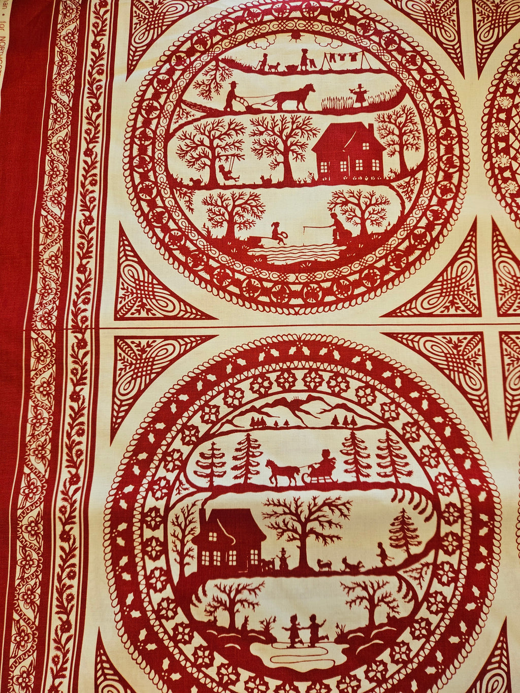 Simple Pleasures Panel Quiltstof Rood/Crème – Marie-Helene Grabman voor Northcott (5012)