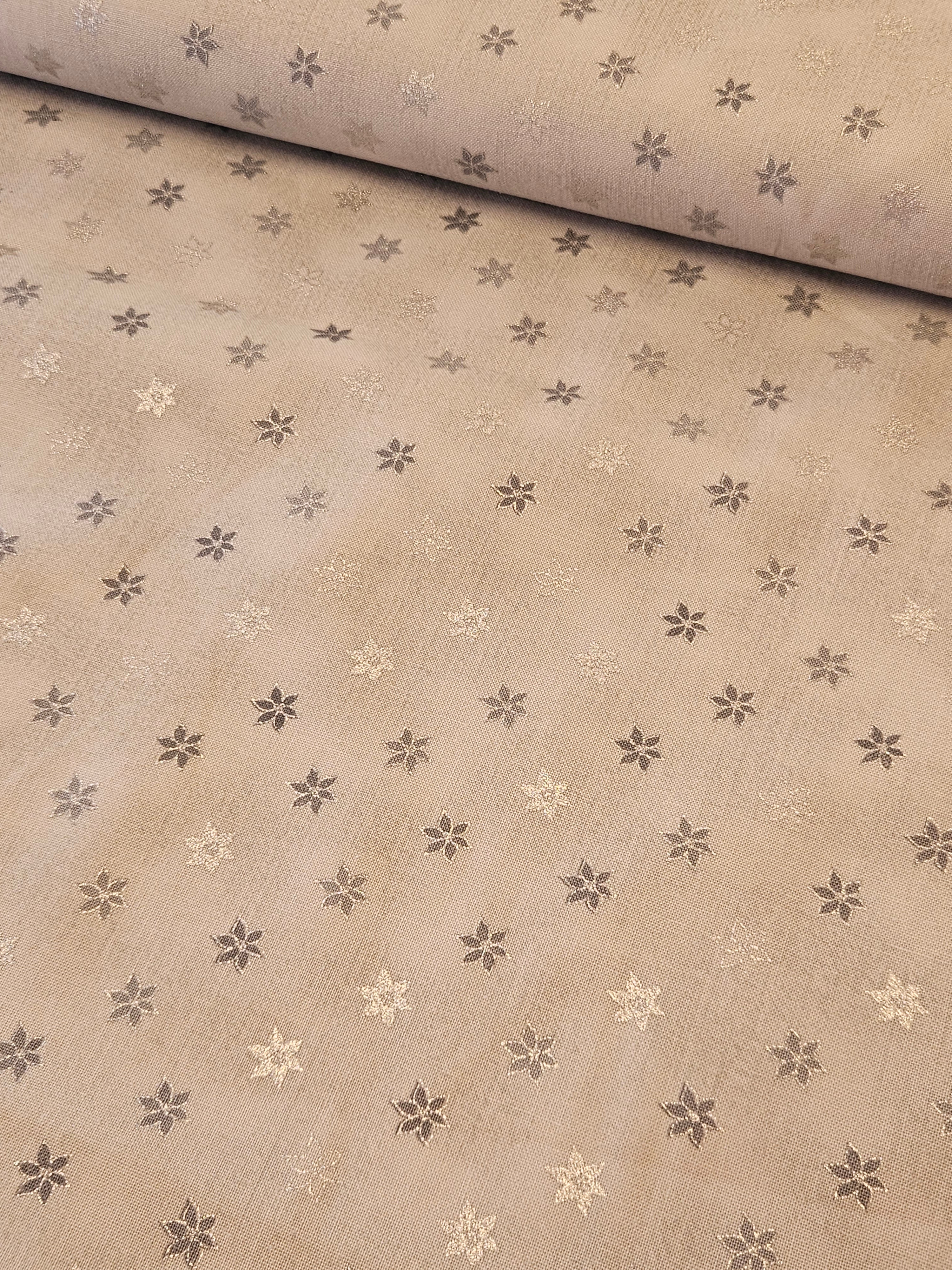 Magic Christmasby Quiltstof – Zilver Grijs Sterren