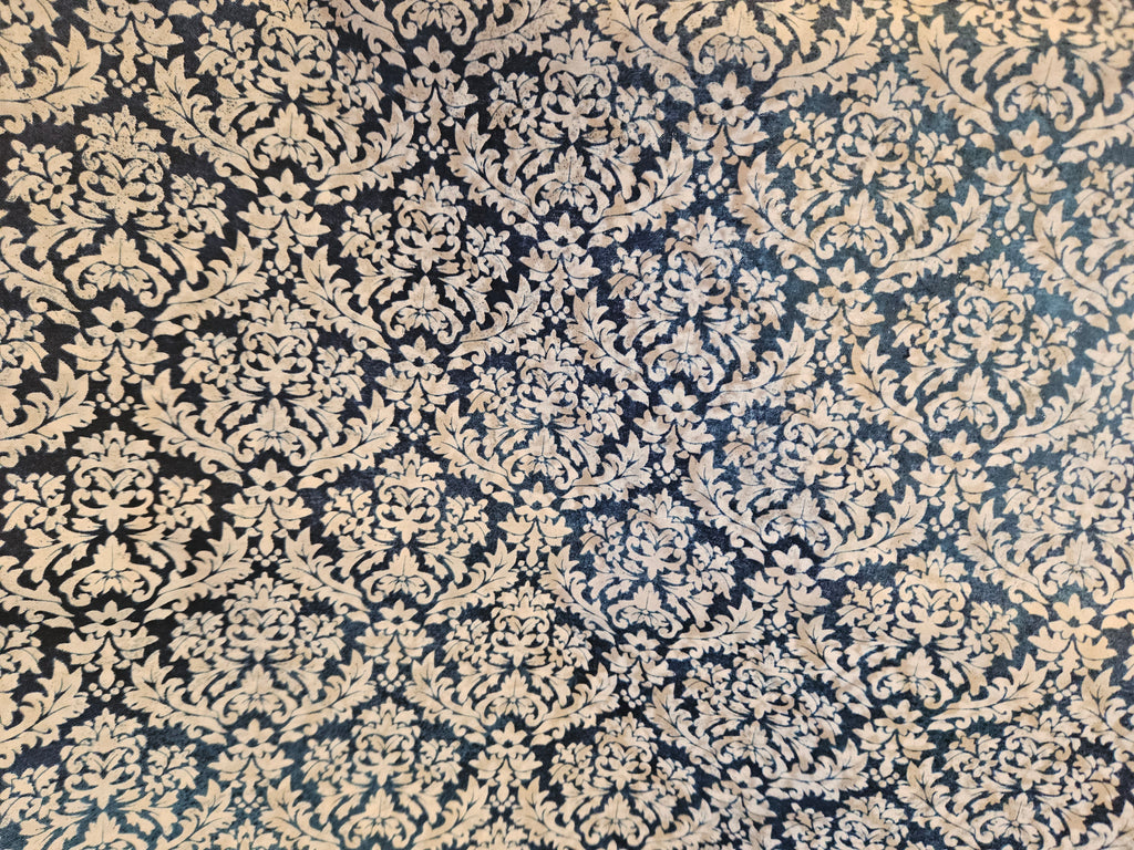 Damask Quilt Stof Blauw/Crème – Northcott