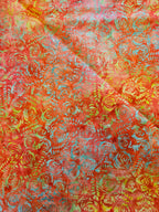 Rozen Batik Quiltstof – Koraal, Turquoise en Geel