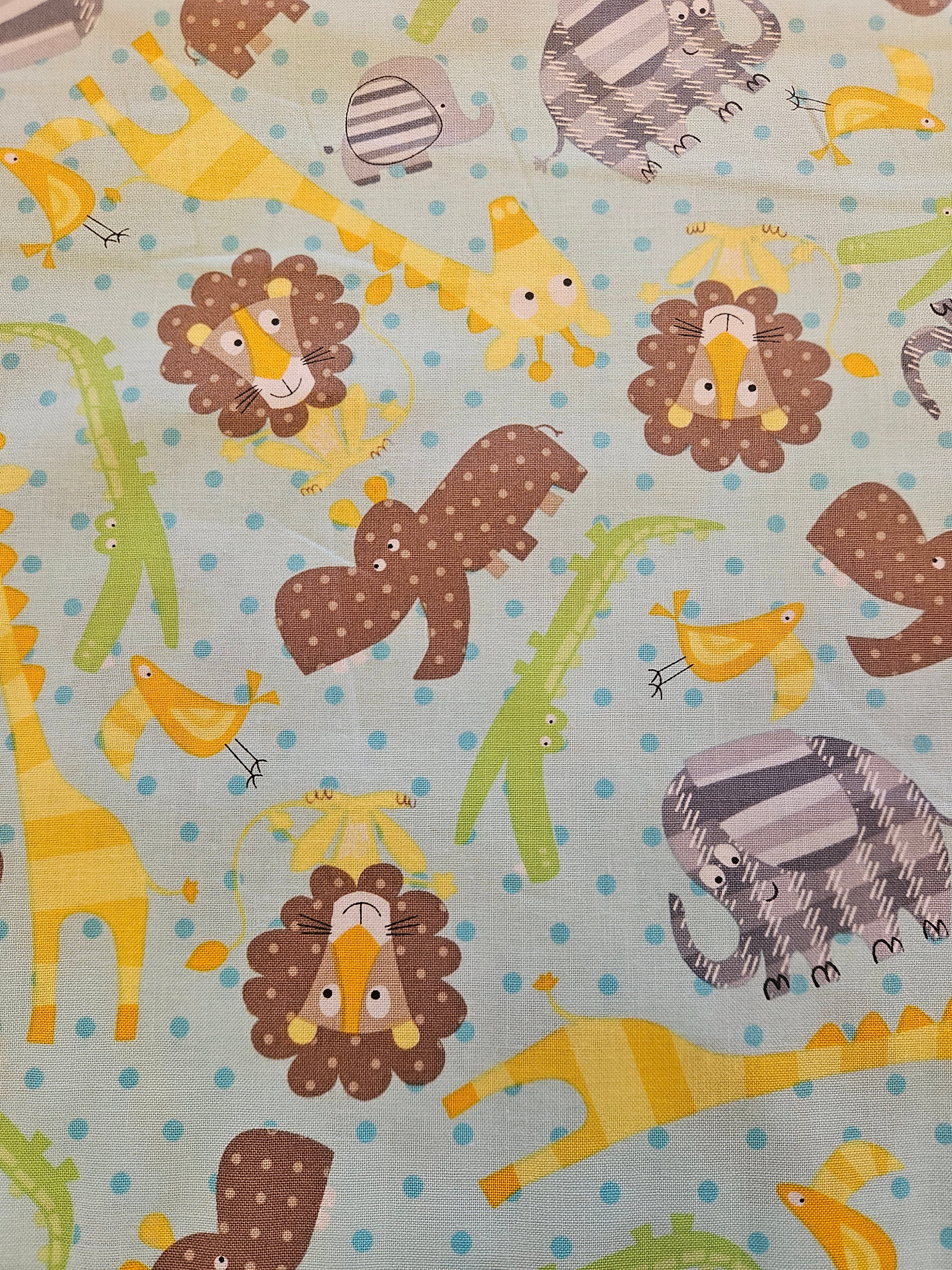 Quiltstof – Leeuwen lichtblauw (Susybee / Hamil Textiles)