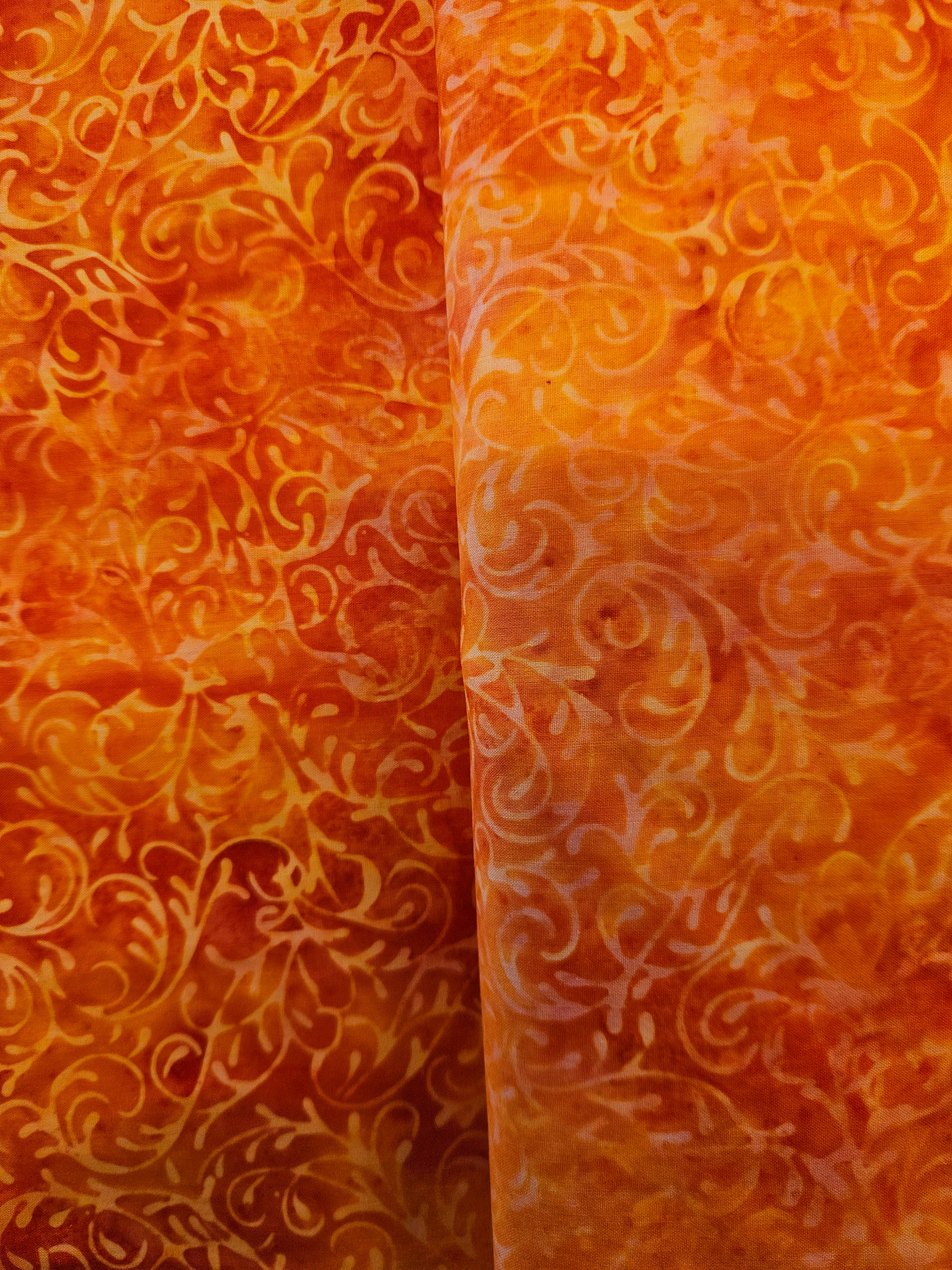 Krullen Batik Quiltstof – Oranje