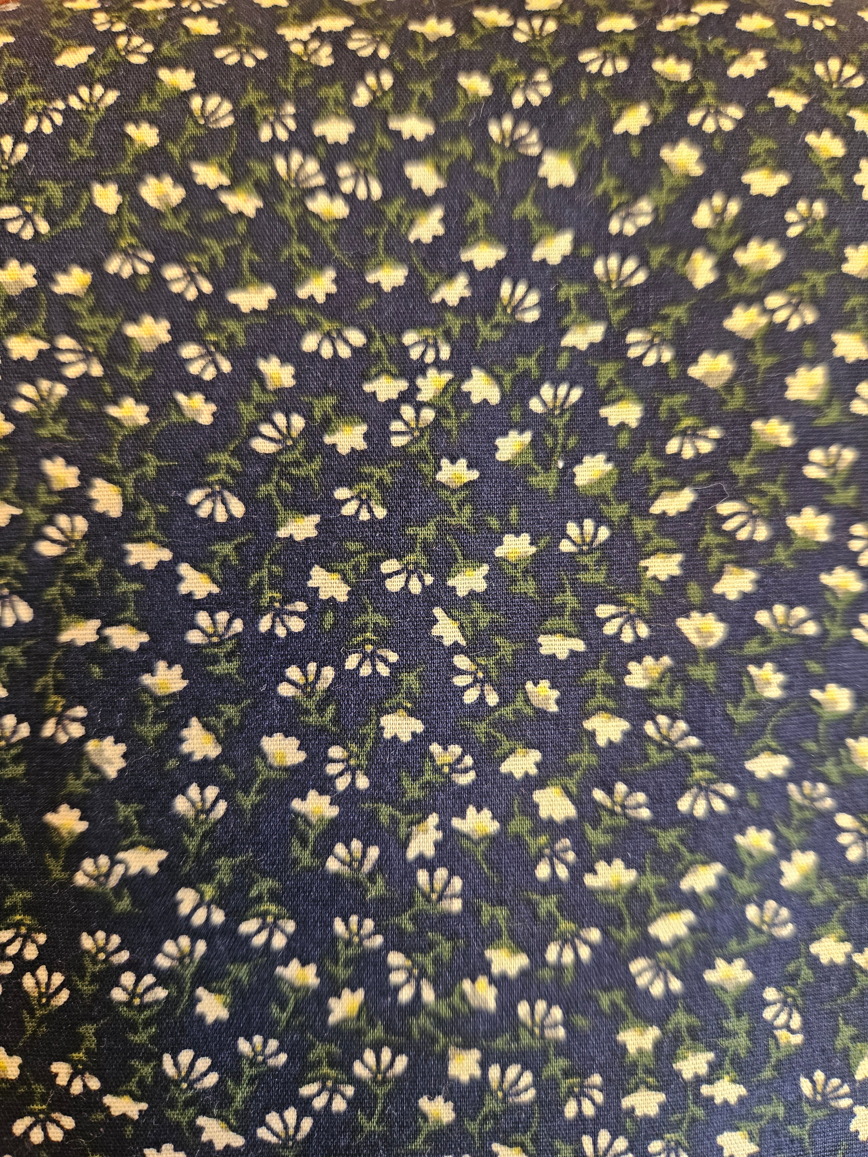 Katoen print - bloemenprint donkerblauw