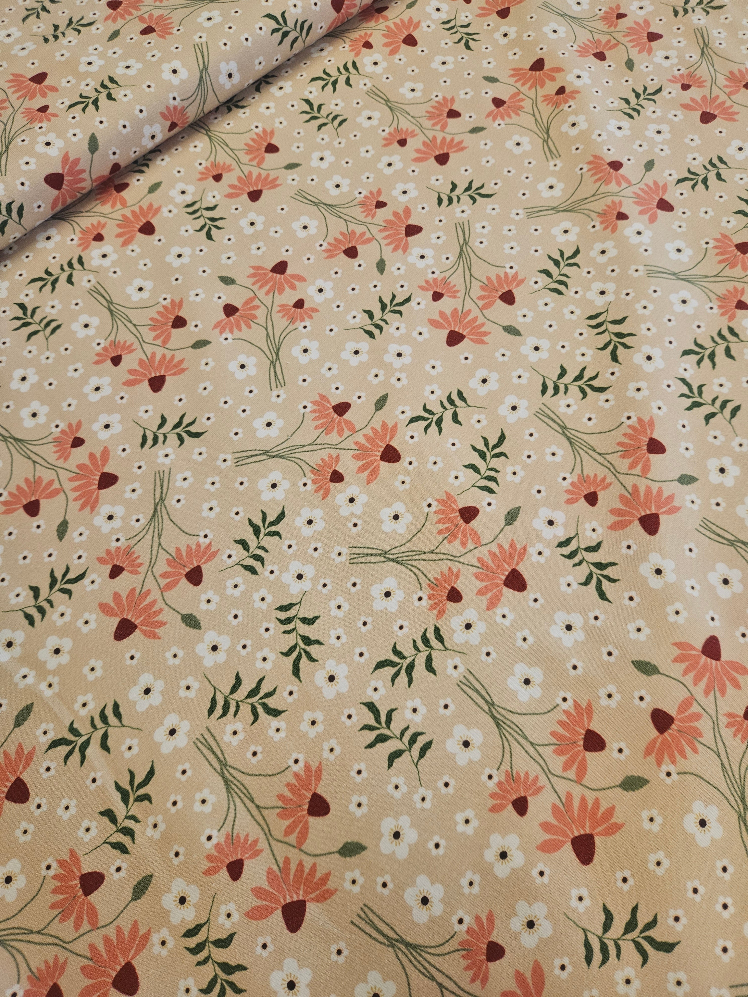 Avalana Jersey – Bloemenprint | Zandbeige
