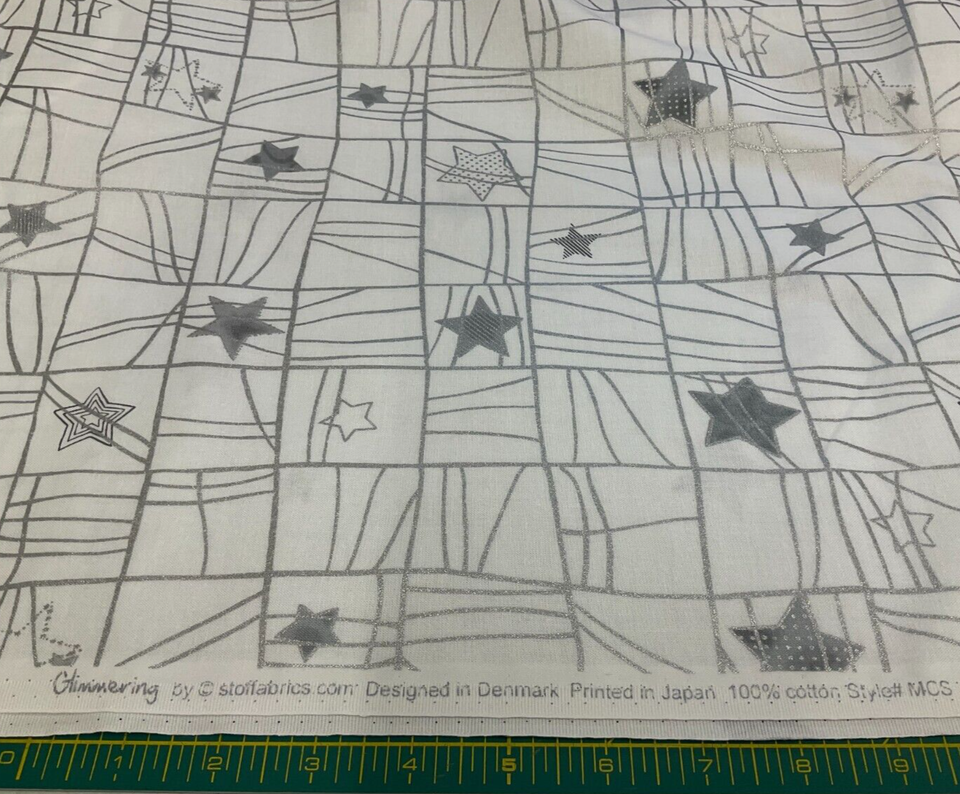 Glimmering Stars Metallic Quiltstof – Wit Zilver (MCS-16-022)
