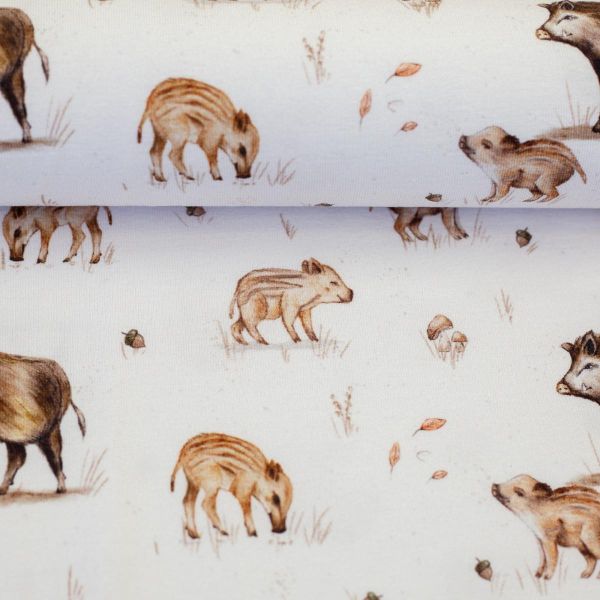 Swafing “Life in the Forest – Wildzwijn Jersey · crème kinderstof · ±140 cm breed Stitch & Sew - Stitch & Sew