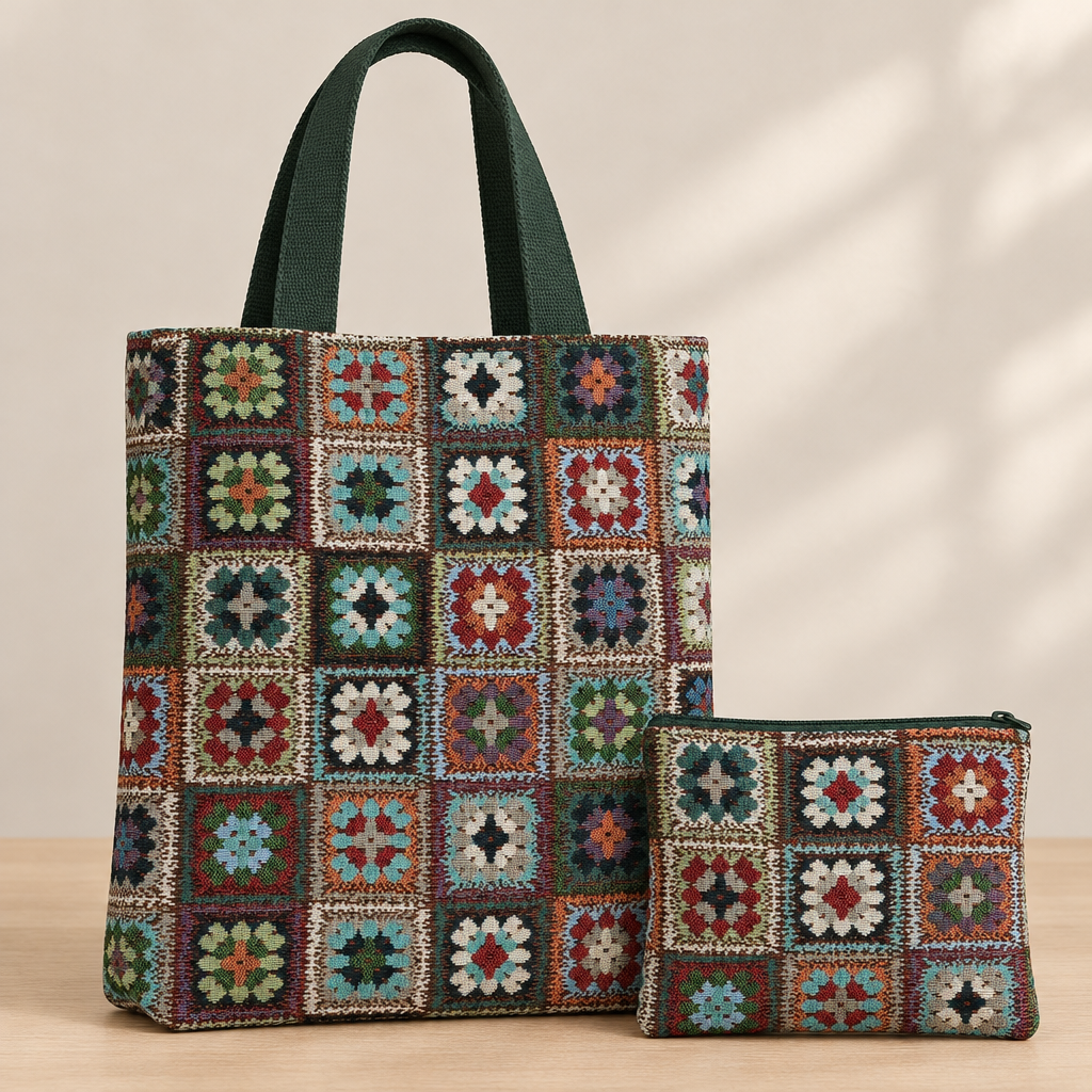 Tas en bijpassend etui in gobelin patchworkstof