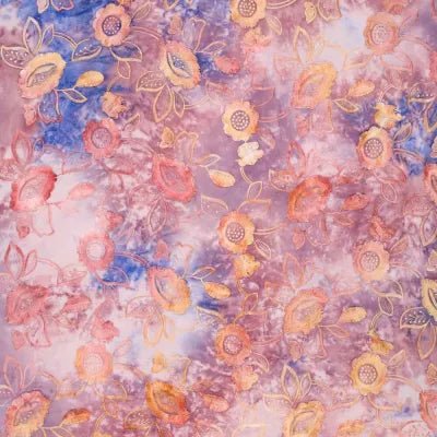 Tie Dye Flora Embroidery Paars - Stitch & Sew