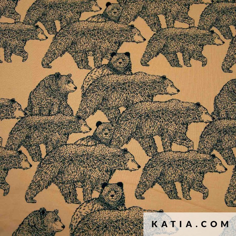 Tricot Jersey Stoffen – “Dancing Bear” Print - Stitch & Sew