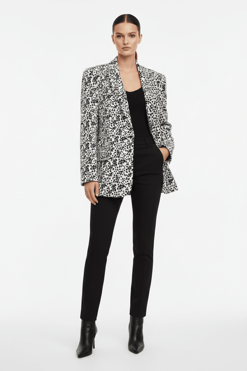 Zwart-Wit Animal fur Dots stof - Stitch & Sew