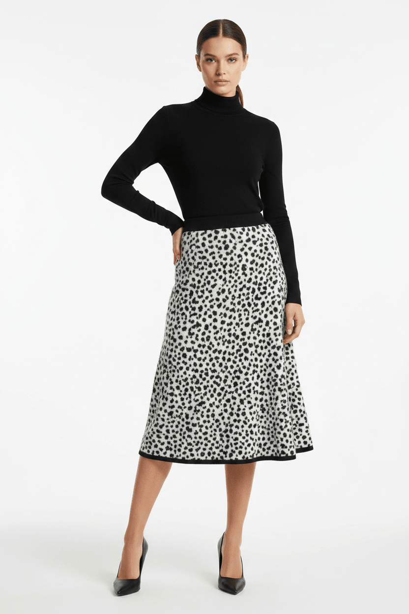 Zwart-Wit Animal fur Dots stof - Stitch & Sew